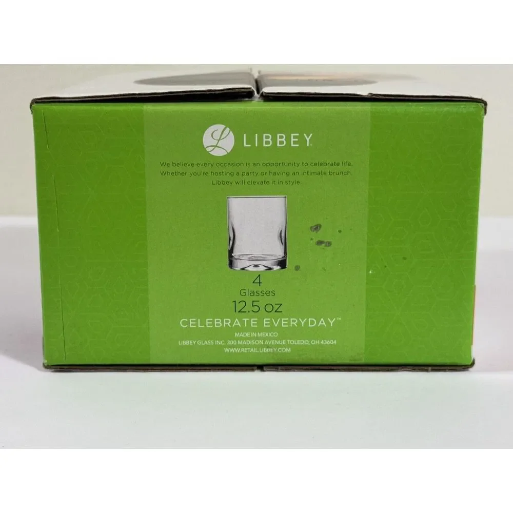 Libbey Intuition 11.75‎ Ounce Double Old-Fashioned Glass Set 4 Cocktail Glasses